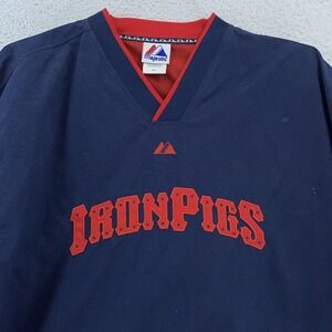 Lehigh Valley IronPigs Jacket Large Baseball MILB Majestic Pullover Windbreaker